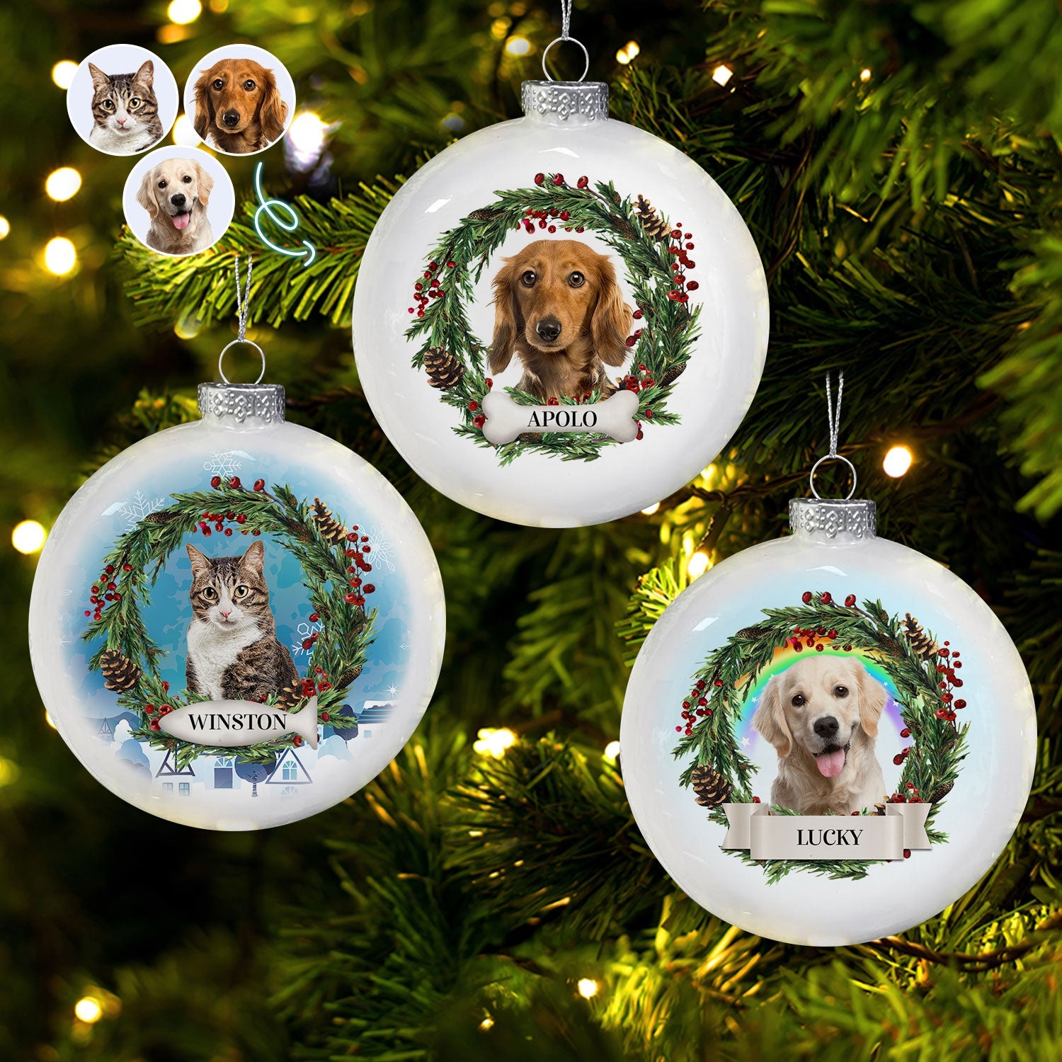 Custom Photo Lovely Dogs Cats - Christmas Memorial Gift For Pet Lovers