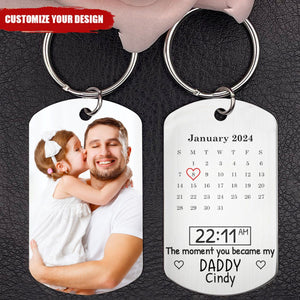 Custom Photo Calendar The Moment You Became - Gift For Mother, Father - Personalized Aluminum Keychain