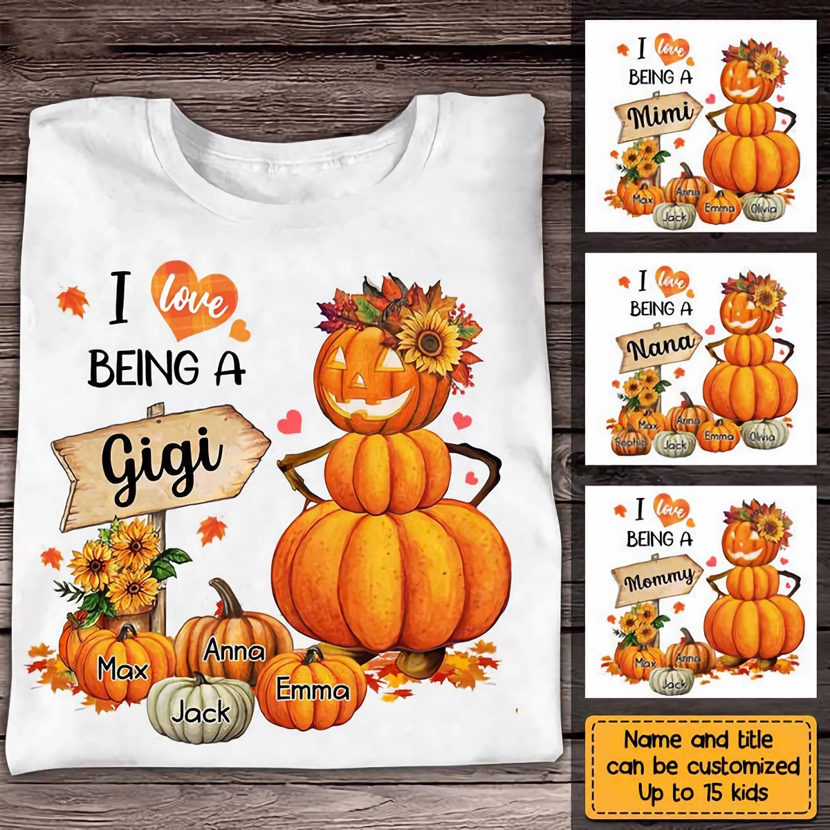 Fall Pumpkin Shirt -Personalized Gift For Mom Grandma