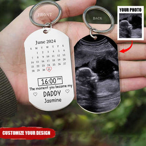 Custom Photo Calendar The Moment You Became - Gift For Mother, Father - Personalized Aluminum Keychain