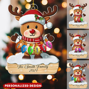 Personalized Fawn Family Light Bulb Acrylic Ornament