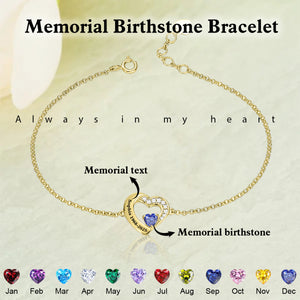 Personalized Memorial Heart Birthstone Memorial Bracelet