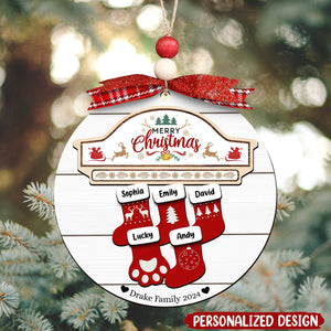 Personalized Customized Wooden Christmas Socking Ornament-Gift For Family And Friends