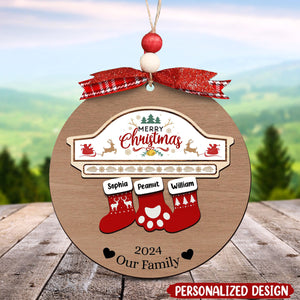 Personalized Customized Wooden Christmas Socking Ornament-Gift For Family And Friends