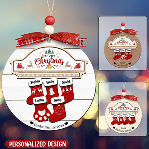 Personalized Customized Wooden Christmas Socking Ornament-Gift For Family And Friends