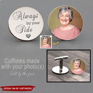 Personalized Always By Your Side Memorial Photo Cufflinks