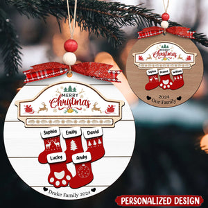 Personalized Customized Wooden Christmas Socking Ornament-Gift For Family And Friends