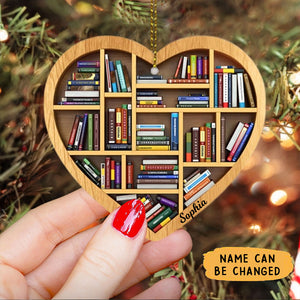 Personalized Book Lovers Heart Ornament
