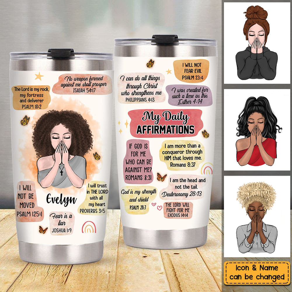 Personalized Christian Affirmations Steel Tumbler