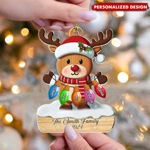 Personalized Fawn Family Light Bulb Acrylic Ornament