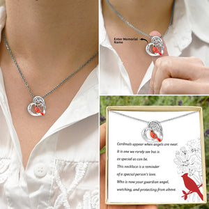 Personalized Cardinal Heart Memorial Necklace