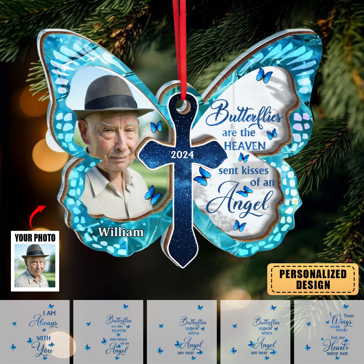 Personalized Custom Acrylic Butterfly Ornaments-Upload Photo