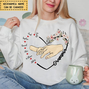 Grandma Floral Heart Kids - Personalized Sweatshirt