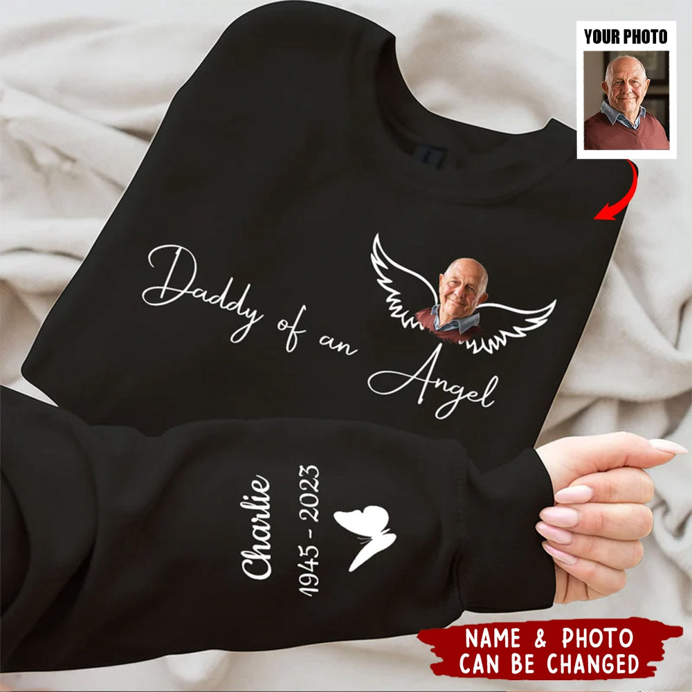 Memorial Custom Photo Upload, Momma Daddy Of An Angel Personalized Sweatshirt