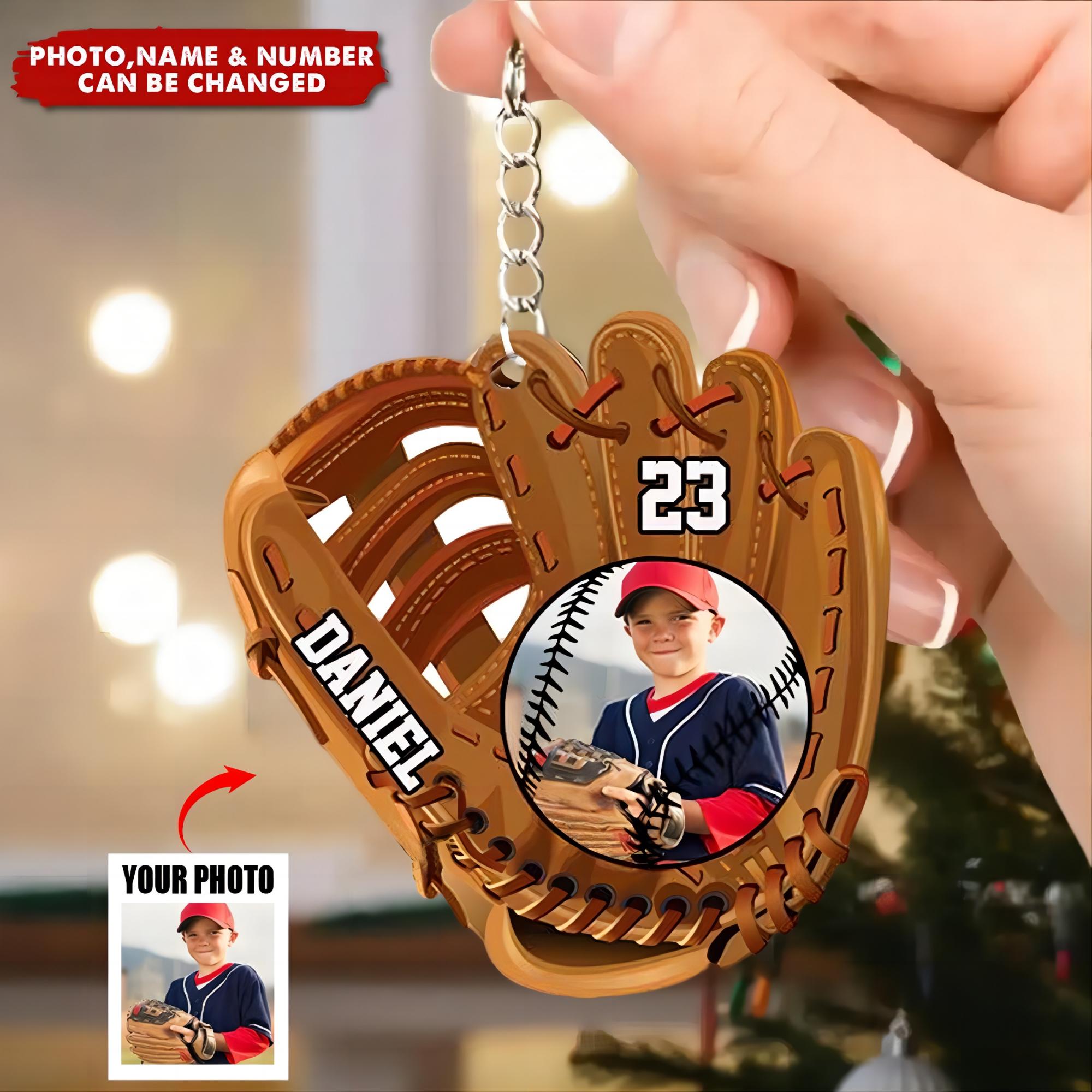 Personalized Photo Baseball Glove Acrylic Keychain