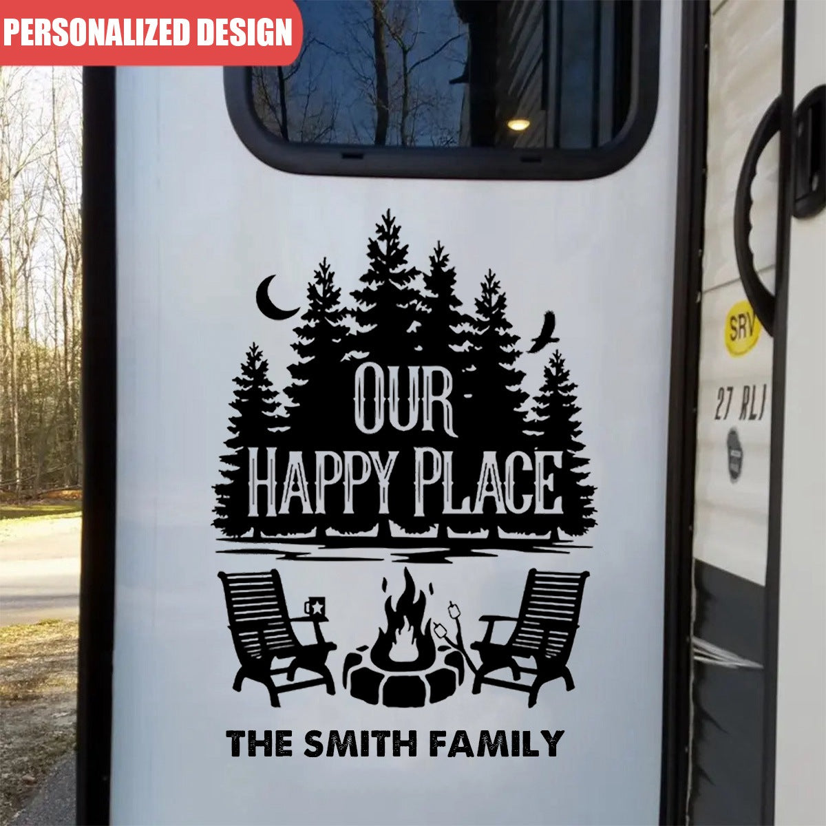 Our Happy Place - Camping Personalized Custom Decal - Gift For Camping Lovers