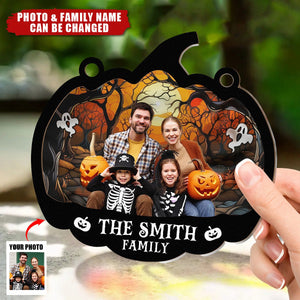 Family Halloween Decoration - Personalized Window Hanging Suncatcher Photo Ornament