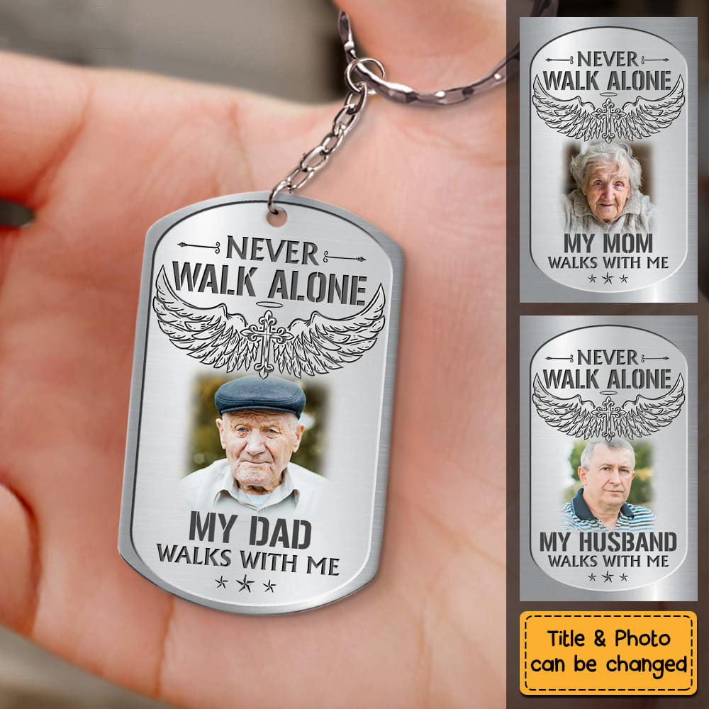 Personalized Gift For Loss Dad Loss Mom Memorial Upload Photo Keychain