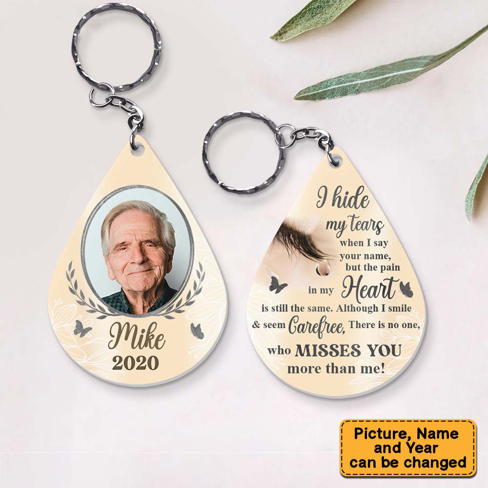 Personalized Memorial I Hide My Tears Acrylic Keychain