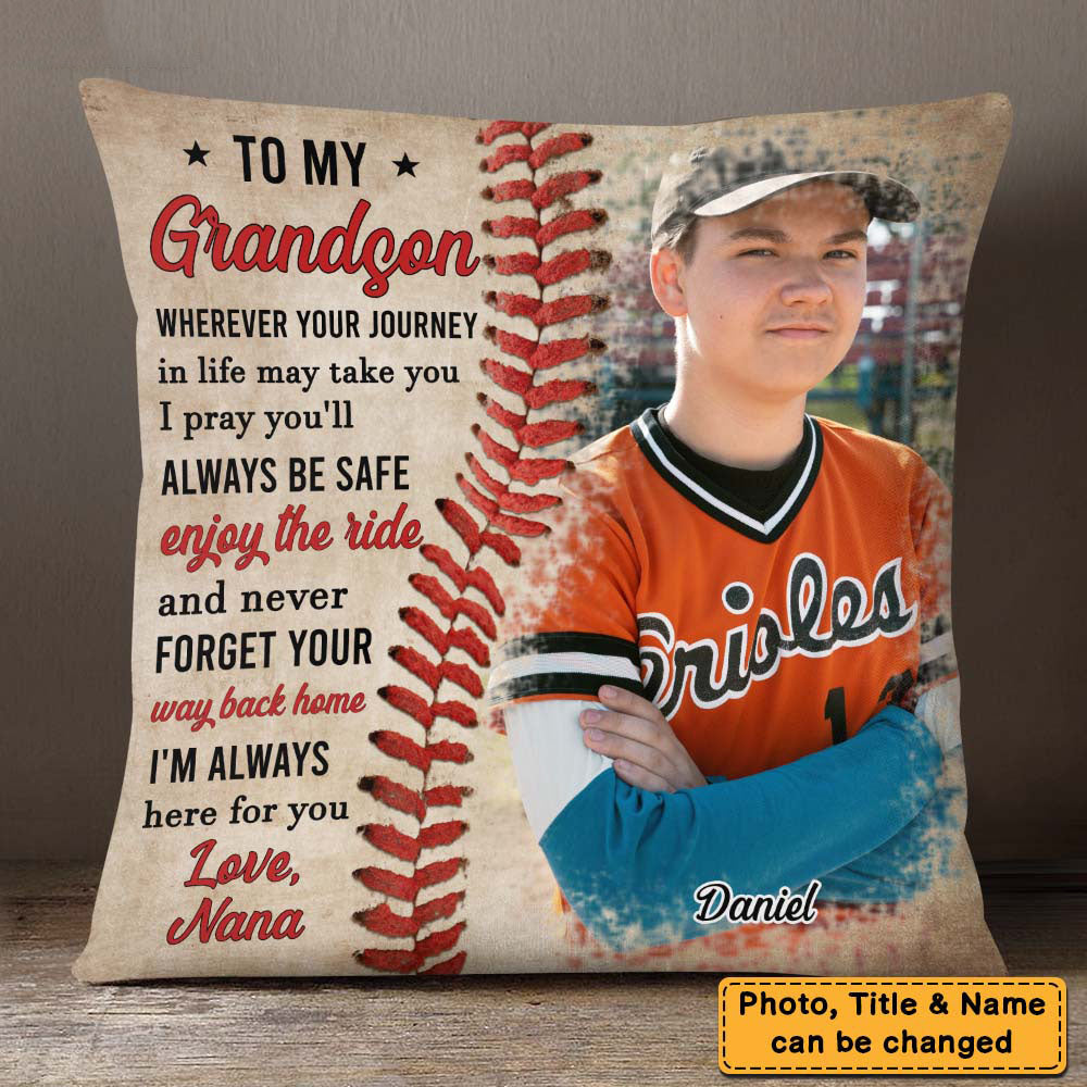 Personalized Baseball Gift For Grandson Pillow case