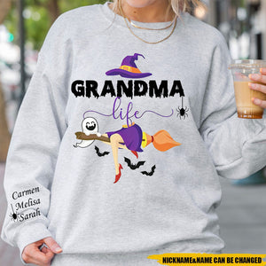 Personalized Grandma Nana Grandkids Life Halloween Witch Sipder Sweatshirt