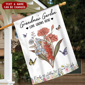Nana's Garden Custom Flower Bouquet Personalized Garden Flag