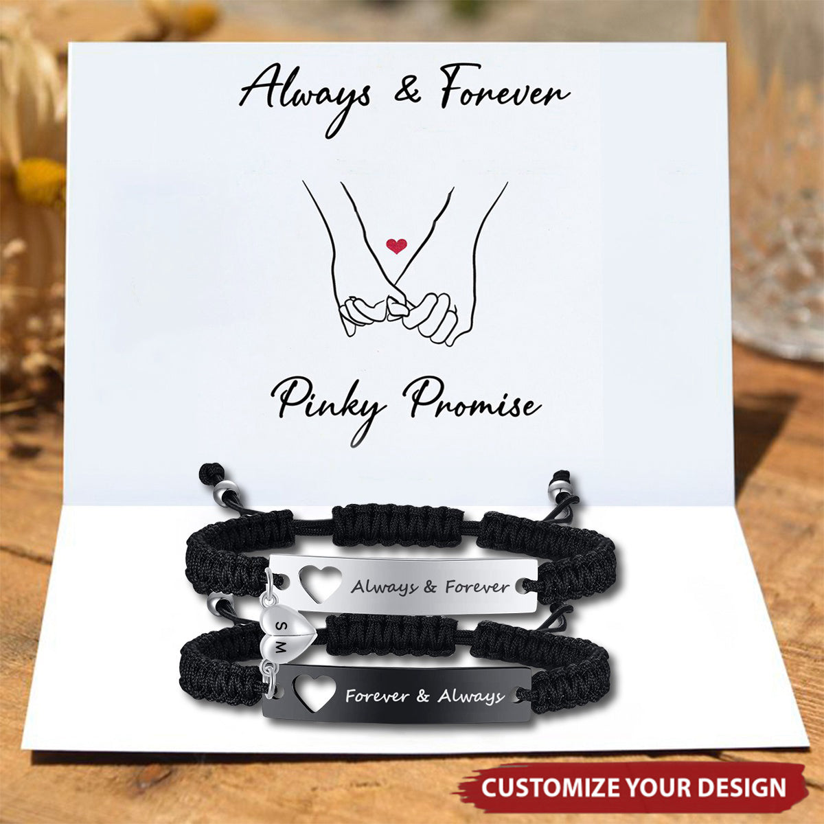 2Pcs Always & Forever Bracelet for Couple - Personalized Engraving Bracelet
