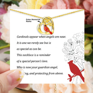 Personalized Cardinal Heart Memorial Necklace