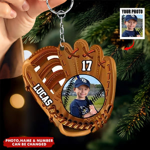 Personalized Photo Baseball Glove Acrylic Keychain