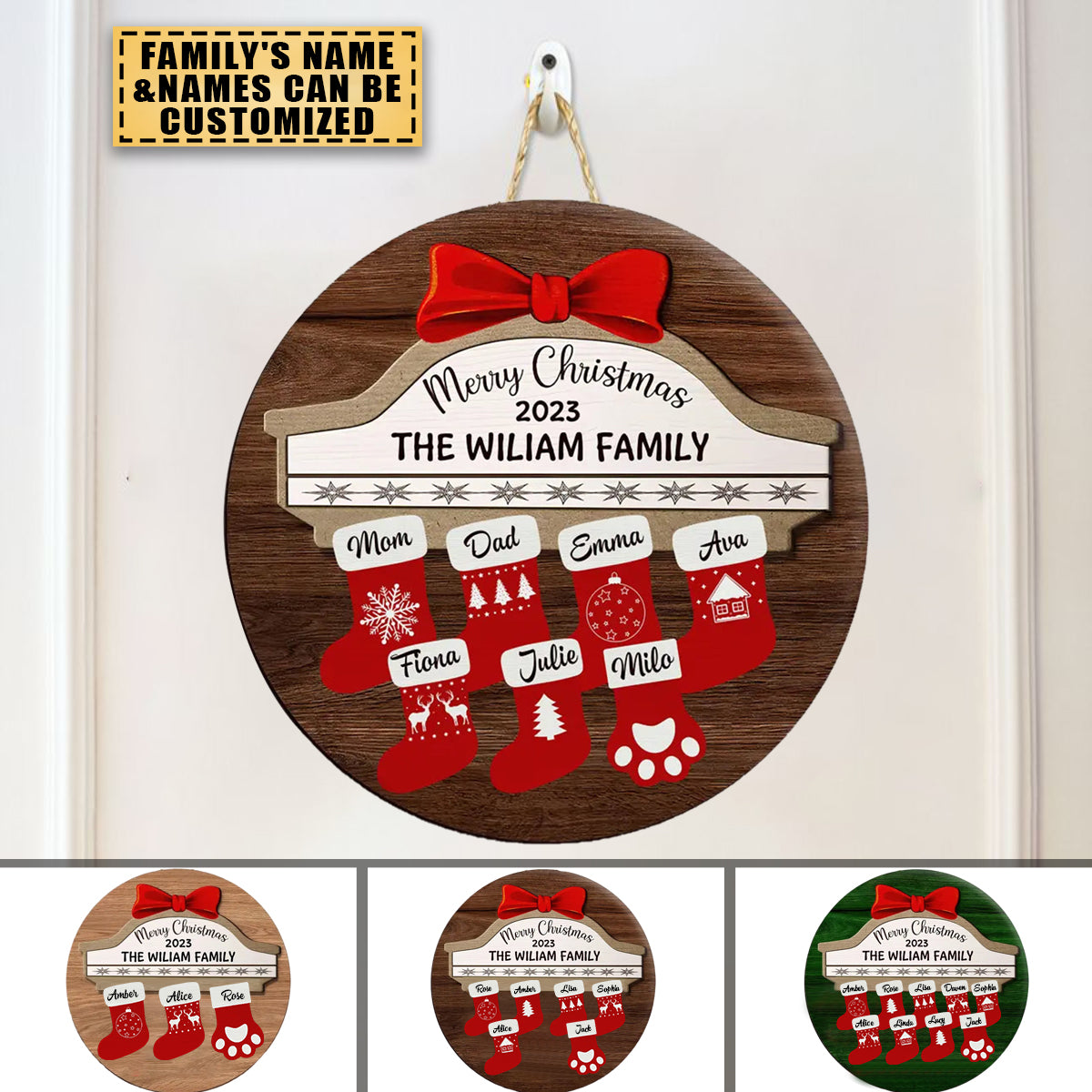 Personalized My Family Christmas Door Sign -Christmas,Home Decor Gift For Family Members