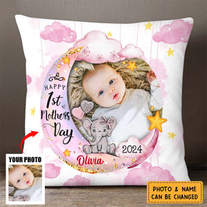 Baby's First Mother's Day Elephant Personalized Pillowcase