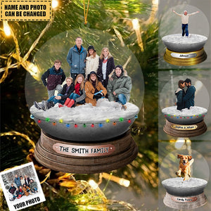 Personalized Family/Sisters/Friends/Pets In Christmas Snowball Acrylic Ornament-Upload Photo