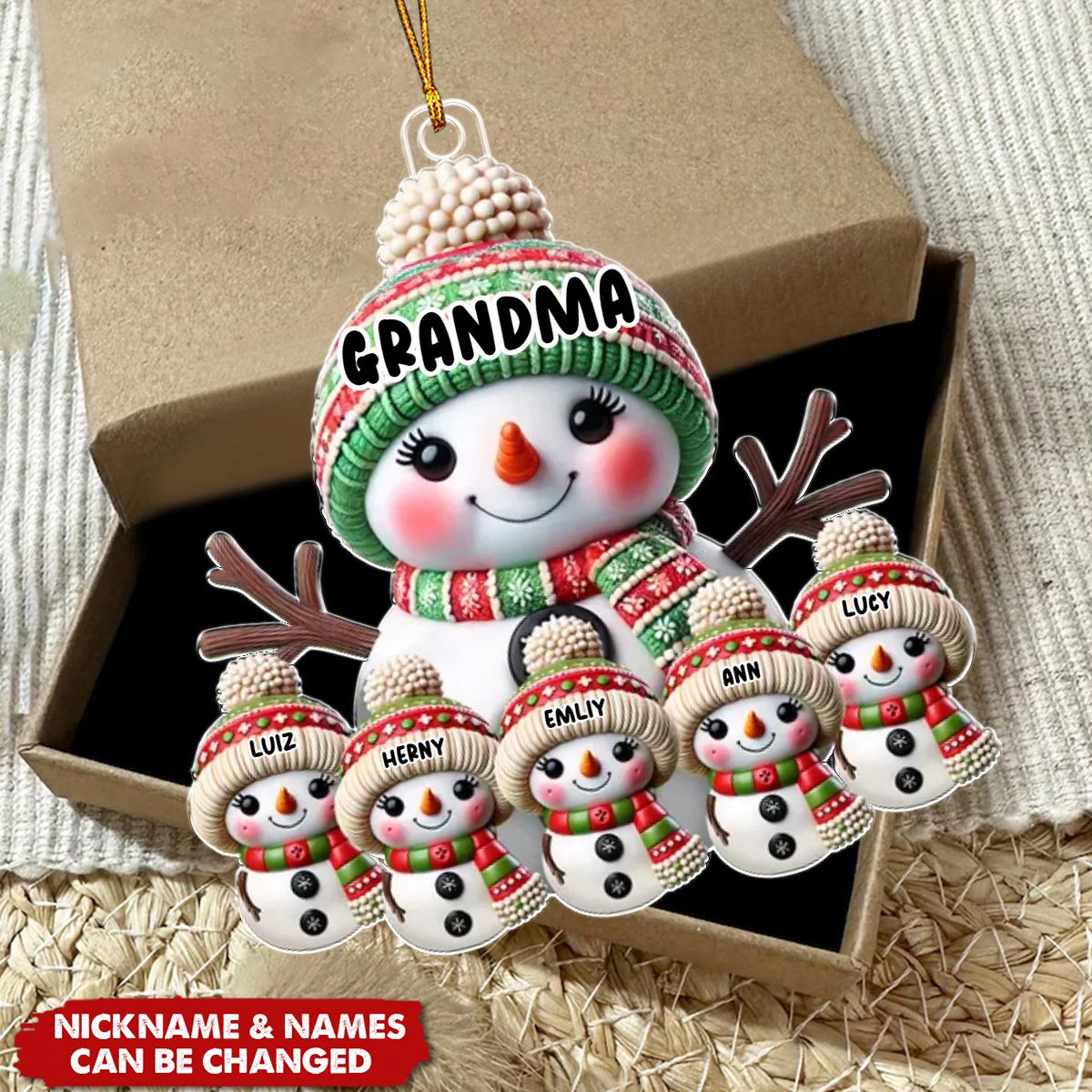 Personalized Grandma Snowman Ornament