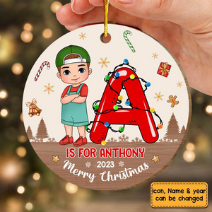 Gift For Grandson Merry Christmas Circle Ornament