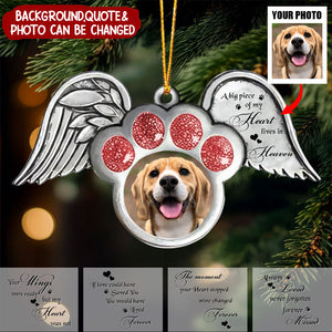 Upload Photo - Custom Personalized Memorial Dog Wings Stainless Steel Ornament