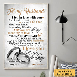 Personalized To My Husband Ring Poster -  You Are The True Meaning Of Love I Love You Forever Customized Poster For Birthday Gift