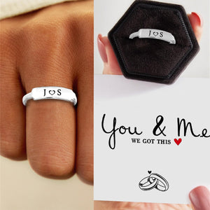Personalized Initials Delicate Dainty Bar Ring - Gift For Couple
