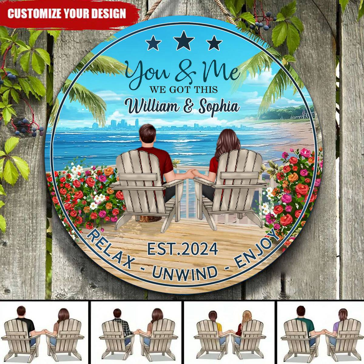 Back View Couple - You & Me We Got This Personalized Wood Sign