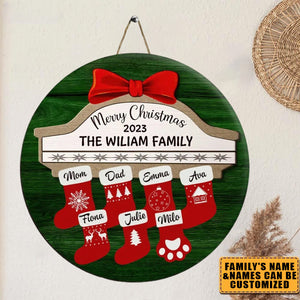 Personalized My Family Christmas Door Sign -Christmas,Home Decor Gift For Family Members