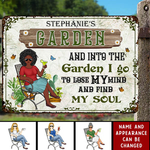 And Into The Garden I Go Gardening Girl - Personalized Custom Classic Metal Signs