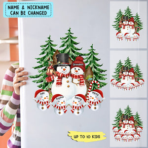 Cute Couple Snowman With Kids Personalized Sticker