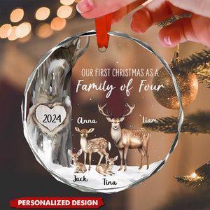 Our First Christmas As A Family Of Three/Four -Personalized Glass Ornaments