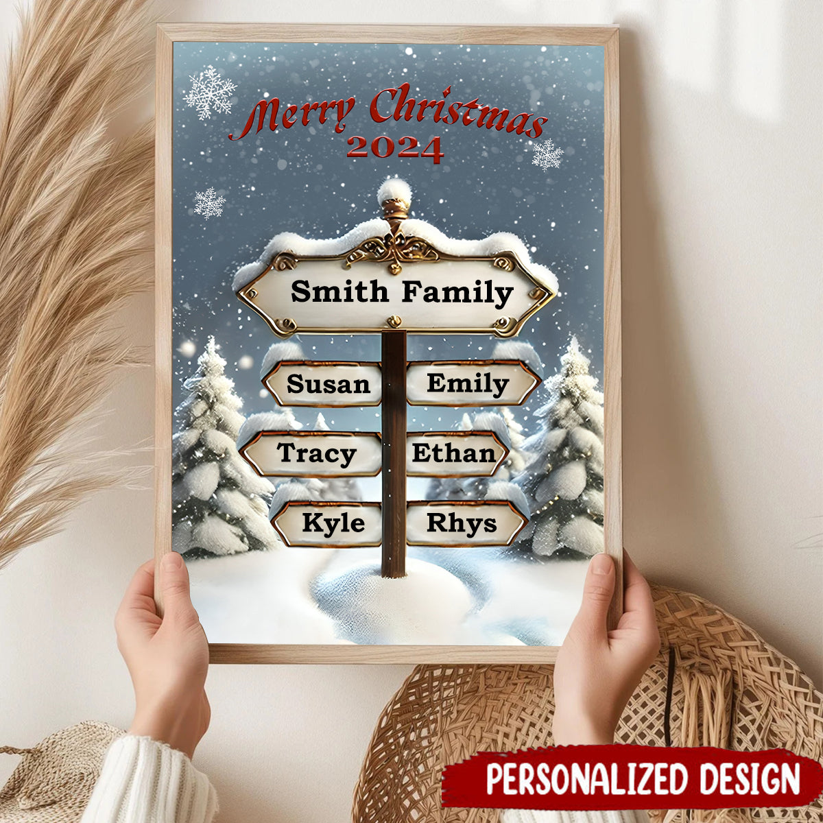 Merry Christmas - Personalized Family Canvas Wall Decor