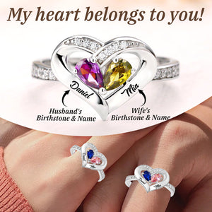 Couple's Love Promise Ring-Personalized Ring with Birthstones & Names