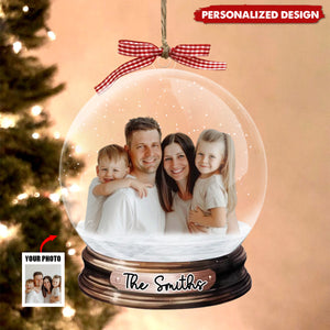 Personalized Custom Photo Family Christmas Bow Acrylic Ornament