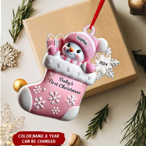 Snowman Baby's First Christmas - Personalized Baby Christmas Ornament