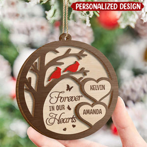 Cardinal Memorial Personalized 2-Layered Wooden Ornament