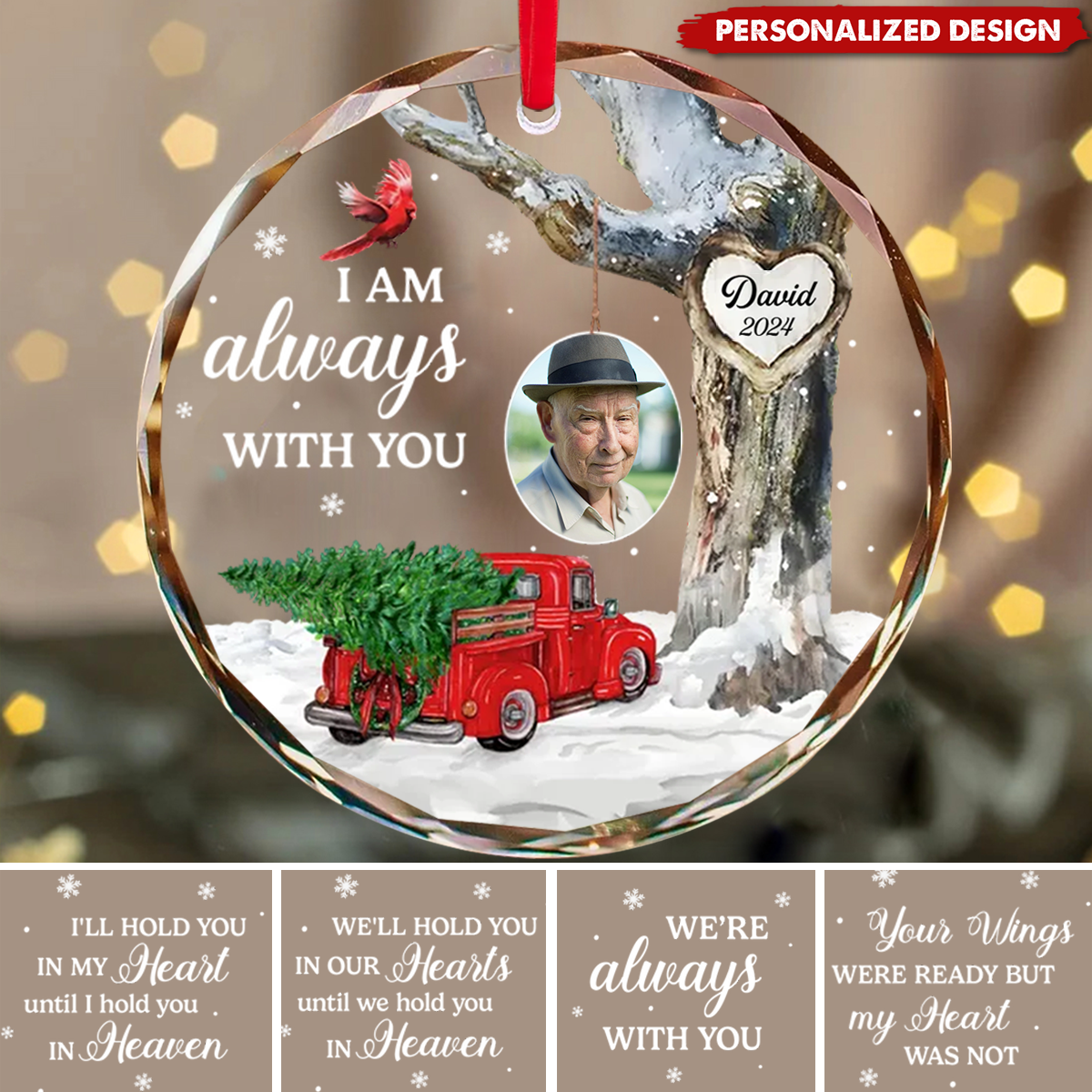 Always With You-Personalized Memorial Glass Ornament