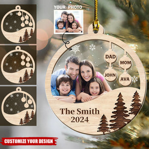 Personalized Wood Double-layer Ornament-Christmas Gift For Family-Upload Photo