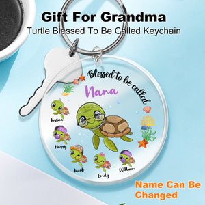 Gift For Grandma Turtle Blessed To Be Personalized Acrylic Keychain